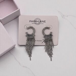 Park Lane Crystal C-Shape Dangle Earrings Sparkle Drop Statement Jewelry